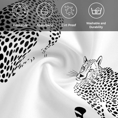 Black Leopard Prints Cloth Napkins Set of 6, Holiday Napkins for Baby Shower, Modern Simple Wildlife Spots Texture Washable Reusable Dinner Napkin for Cocktail Wedding Party, 20 x 20 Inch - Image 6