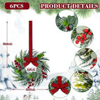 6Pcs 10 Inch Mini Christmas Wreaths for Kitchen Cabinets Window Indoor - Image 2