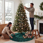 Hollowfly 48 Inch Ruffled Velvet Christmas Tree Skirts Green Tree Skirt - Image 4