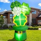 OurWarm 6FT St Patricks Day Inflatables Outdoor Decorations, St. Patrick's Day Blow Up Inflatable Shamrocks with Leprechaun Hat and Built-in LED Lights, Lucky Saint Patricks Day Yard Garden Lawn Decor by OurWarm