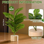 Soulchen 6 Pcs 12" Fiddle Leaf Fig Mini Artificial Tree Plants with Base - Image 2