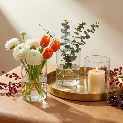 16 Pcs Glass Cylinder Bud Vases for Centerpieces 4 Inch Tall - Image 2