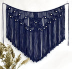 Youngeast Home Decor Leaf Shape Macrame Wall Hanging Woven Tapestry Bedroom Curtain Fringe Garland Banner Living Room Wall Decor Navy 39X31 inches - Image 2