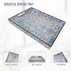 Spsyrine Plastic Serving Tray with Handles for Coffee Table, Boho - Image 4