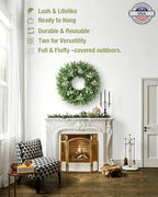 2Pack 20'' Boxwood Wreath for Front Door Artificial Eucalyptus Wreath - Image 4