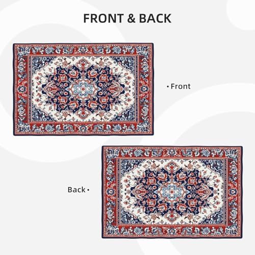 Boho Placemats Set of 6 Traditional Oriental Table Mats Abstract Place Mats Decor Imitation Linen Heat Resistant Blue Red Florals Tablecloth for Dining Decorations Kitchen Party Restaurants 12''x18'' - Image 5