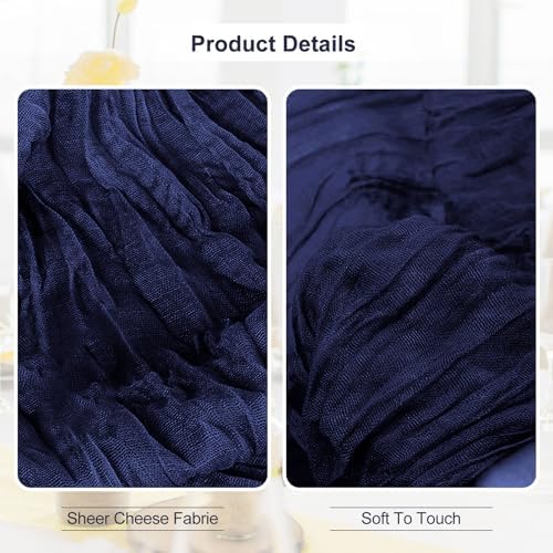 10 Pack Navy Blue Cheesecloth Table Runner 35x120 Inch 10Ft Rustic Gauze Cheese Cloth Table Runner Sheer Cheesecloth Table Runners for Wedding Party Bridal Shower Decoration - Image 2
