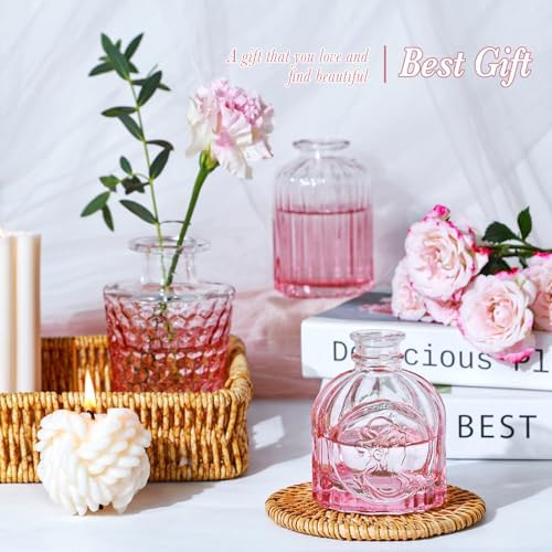UPBUD Pink Glass Bud Vases Set of 12, Mini Flower Vase for Centerpieces - Image 6