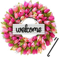 Wreaths, Tulip Wreath, 24 Inch Wreath for Front Door, Spring Wreaths with Metal Hanger, for Summer and Winter, Indoors,Outdoors, corridors, Offices. (Pink) by Huadanbor
