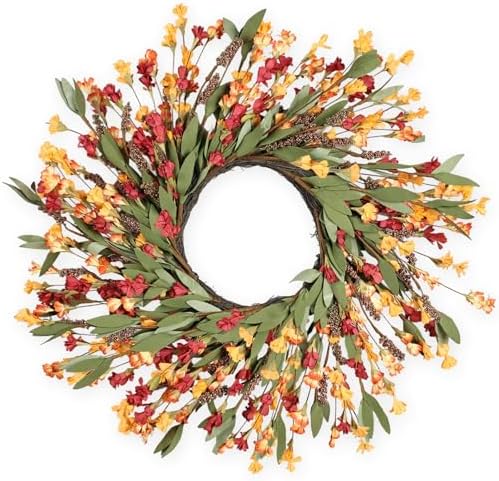 Fall Wreaths for Front Door Outside 24 inch Fall Door Wreath Fall Decorations for Home Decor Autumn Wreath for Fall Front Porch Thanksgiving Harvest Halloween Farmhouse Outdoor Indoors Window Wall by CHEAWRTZ