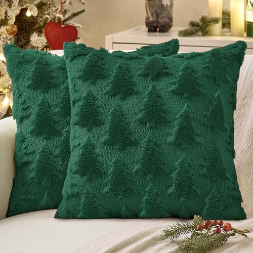 MIULEE Christmas Throw Pillow Covers Dark Green Set of 2 24x24 by MIULEE