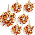 6 Pcs Small Fall Hanging Wreaths with Artificial Autumn Eucalyptus Leaves Mini Pumpkins Berry Clusters Burlap Ribbon Mini Cabinet Wreath for Home Kitchen Farmhouse Thanksgiving Harvest Party Decor by Unknown