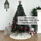 36-Inch Cable Sweater Knit Christmas Tree Skirt with Wooden Toggles, Cream - Image 3