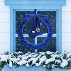Daifunli 22 Inch Hanukkah Velvet Wreath with Bow Blue Door Decoration - Image 6