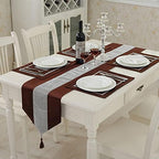 Sequined Rhinestone Diamond Table Runner Luxurious Long Table Runner with Tassels for Dining Christmas Wedding Party Tabletop Decorations (13" x 82", Brown) - Image 4