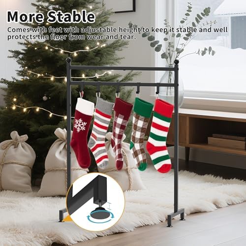 GloTika Christmas Stocking Holder Stand, 6-Hook Freestanding, Metal - Image 3