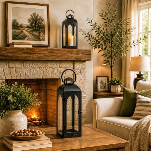 MUMTOP Decorative Lantern 16 Inch Black Metal Candle Holders 1 Pack - Image 4