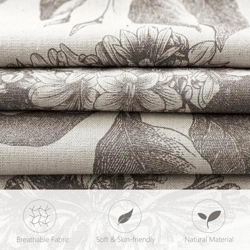 Foindtower Set of 2 Linen Floral Vintage Throw Pillow Covers Neutral Accent Decorative Cushion Covers Farmhouse Boho Home Decor for Sofa Chair Couch Bedroom Living Room,20×20 Inch,Light Gray - Image 2