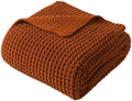 Waffle Knit Blanket Throw, Fall Caramel Throw Blanket for Couch, 50"x60" by BunnikinsClover