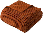Waffle Knit Blanket Throw, Fall Caramel Throw Blanket for Couch, 50"x60" by BunnikinsClover