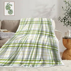 JAWO Buffalo Plaid Check Throw Blanket, Plaid Pattern Pastel Light St Patrick Theme Green Checkered Gingham Cozy Bed Couch Blanket, Soft Comfy Fleece Flannel Throws Blankets Livingroom Bedroom Decor - Image 6