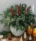 Cedar Stems Artificial Norfolk Pine Branches for Christmas Decor, 12 PCS Fake Pine Stems with 3 PCS Red Berries Branches Realistic Fake Plants Faux Greenery for Vases DIY Garland Xmas Table Indoor by Ivydale