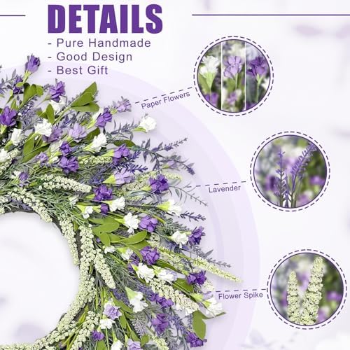 Artgar 26 Inch Spring Wreaths for Front Door, Large Paper Flower Wreath - Image 2