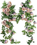 FiveSeasonStuff Smoky Purple Rose Silk Flower Garland Artificial Flowers Decoration Hanging Floral Décor for Wedding Baby Shower Birthday Party Garden 29 Ft 4 Pack by FiveSeasonStuff