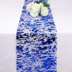 2 Pcs Royal Blue Table Runner, Glitter Metallic Foil Mesh Roll 108" - Image 3