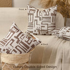 Throw Pillow Cover 20x20, Double Sided Geometric High Density Jacquard Pillow Covers for Sofa, Bed, Rattan Chair, Bedroom, Living Room(Brown) - Image 5