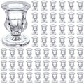 Foaincore 50 Pack Glass Taper Candlestick Holders Bulk, 2.5 Inch Clear by Foaincore
