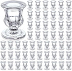 Foaincore 50 Pack Glass Taper Candlestick Holders Bulk, 2.5 Inch Clear by Foaincore