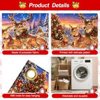 7x16FT Merry Chrismas Garage Door Banner Gingerbread Deer Snowman Santa Claus Winter Garage Door Cover Decoration for Chrismas Outdoor Decoration - Image 3