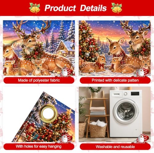 7x16FT Merry Chrismas Garage Door Banner Gingerbread Deer Snowman Santa Claus Winter Garage Door Cover Decoration for Chrismas Outdoor Decoration - Image 3