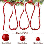 Ceenna 8 Pcs 9ft Rustic Christmas Wooden Bead Garland, Total 72ft, Dark Red - Image 3