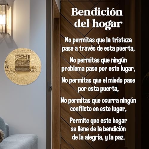 Jewish Home Blessing Handmade Jewish Gifts Hebrew and English Text, Judaica Gifts Wall Art Decor Plexiglass - Made in Canada by Local Jewish Artisan (Golden Mirror, Spanish and Hebrew) - Image 3