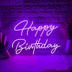 Happy Birthday LED Neon Signs Transparent Acrylic Lights Decor for Wedding Birthday Party Wall Home Bedroom Room Art Decoration with USB Light Modulator 5V by Unknown
