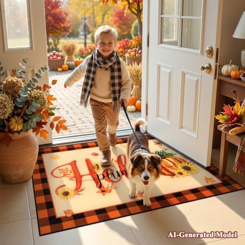 Ileading Fall Door Mat 32"x48", Non Slip Welcome Doormats for Front Door - Image 3