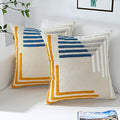 Yellow Blue Modern Tufted Embroidered Pillow Covers 16x16 Set of 2 by Oirpro