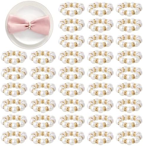 APTWOW Pearl Gold Napkin Rings Set of 100, Disposable Wedding Table Decor by APTWOW