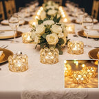 Pack of 20 Gold Crystal Tealight Candleholders - Candlestick Bowls Tea Lamp Candle Holders, Votive Candlestick Holders for Table Centerpieces, Diwali Decorations for Wedding Holiday Party Home Decor - Image 2