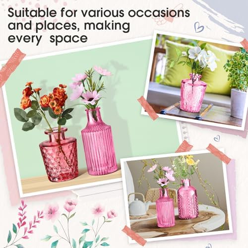 Yaomiao 30 Pcs Glass Bud Vases Centerpieces, Pink Series - Image 5