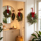 6 Pcs Small 4th of July Hanging Wreaths for Cabinets Patriotic Mini Candle Ring Wreath with Red White Blue Flowers Artificial Independence Day Wreath for Front Door (6, Mini Red Berries) - Image 5