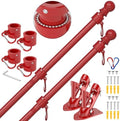 ZMTECH Flag Pole - Upgraded Bracket,(2 Packs) 6 FT Stainless Steel Flag Poles for Outside House, Residential or Commerical, Tangle Free Flag Pole Kit for American Flag (Without Flag, Red) by HighQualityGardeningTools
