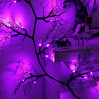 9 Ft 66 LED Willow Vine Twig Decor Black Halloween Garland with Purple Lights, Timer 8 Modes Waterproof Battery Operated Indoor Halloween Decorations for Wall Fireplace Mantle Home Office Party Decor - Image 5