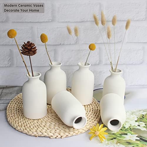 YANLING 6 Pack White Vase Small Ceramic Vases for Decor, Bud Vases - Image 3