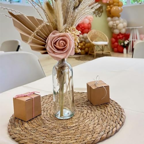 15 inch Round Woven Placemats Set of 4, Boho Rattan Natural Hand-Woven Water Hyacinth Placemats, Chargers for Dinner Plates, Farmhouse Weave Place Mats, Rustic Wicker Table Mats Decor for Home,Wedding - Image 6