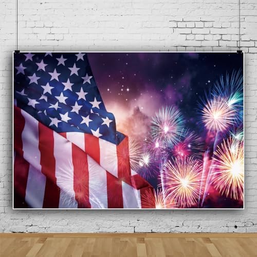 9x6ft 4Th of July Backdrop American Flag Backdrop Independence Day Stars Stripes Flag Veterans Day Decorations Background 4Th of July Photo Memorial Day Birthday Party Banner Photo Booth - Image 2