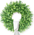 26" Artificial Eucalyptus Wreath with Sash for Front Door Decor(Green) by GLIDLION