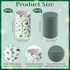 Remerry 6 Set 5 Inch St. Patrick's Day Clover Vase Table Centerpiece Shamrock Round Flower Box with Paper Removable Foam Green Clover Leaves Vase for Irish Wedding Holder Kitchen Home Party Decoration - Image 2